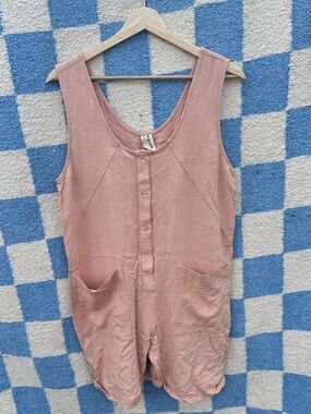 Eve Gravel Dusty Rose Linen Romper